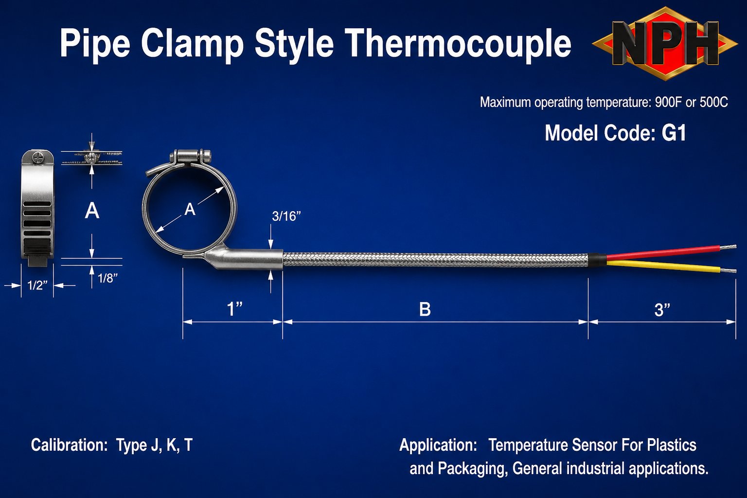 NPH Pipe Clamp Style Thermocouple-G1